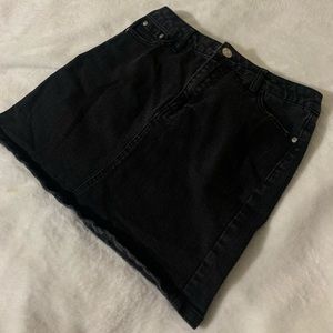 Black denim skirt
